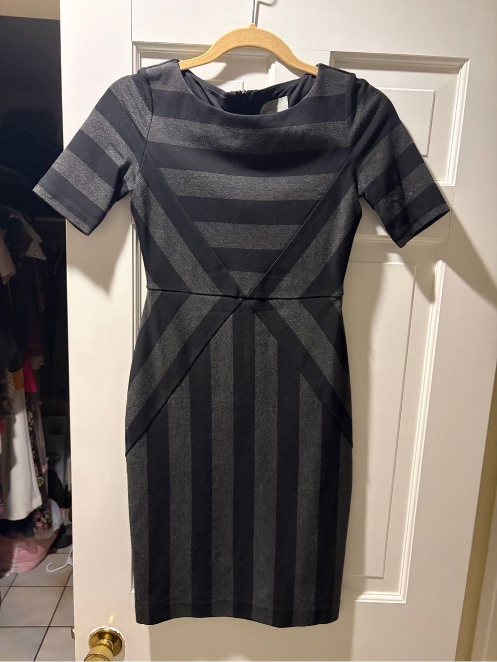 Anthropologie Maeve Black Striped Sheath Dress, Size 0
